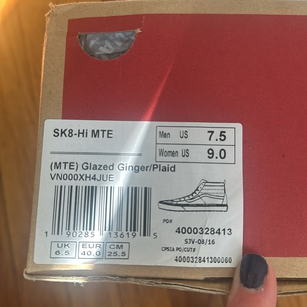 Vans all weather MTE, Glazed ginger & Plaid, Men’s 7.5 Women’s size 9 brand new - Picture 7 of 8